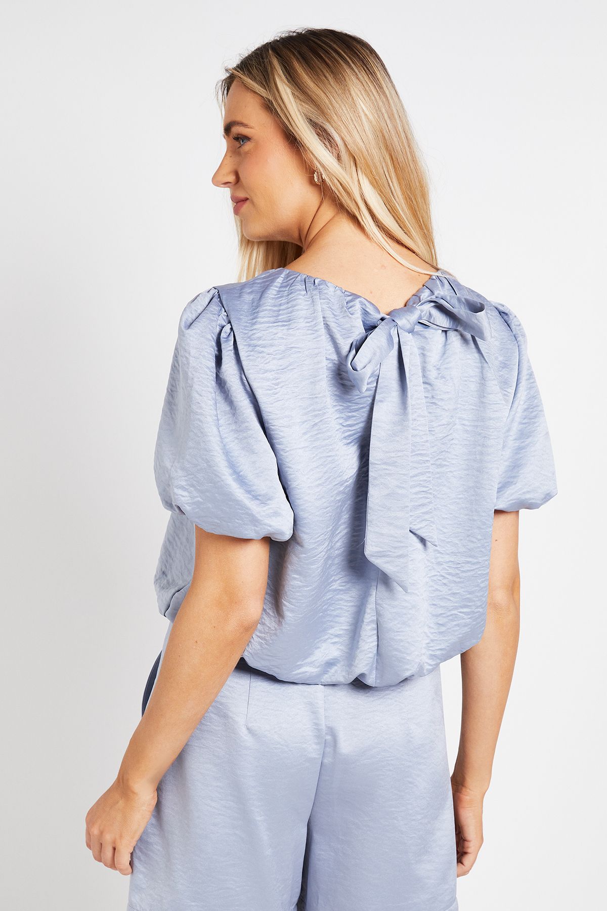 Dorothy Perkins Bubble Hem Crew Neck Top Denim-blue image 3