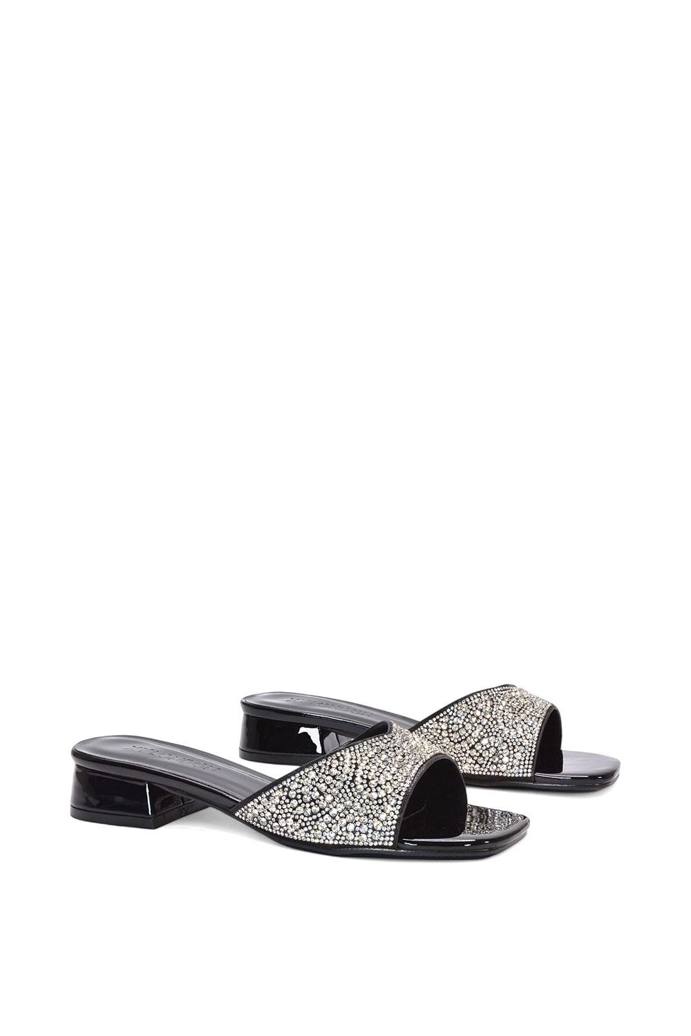 XY London 'Erica' Open Toe Slip On Diamante Low Heel Mule Shoes image 3