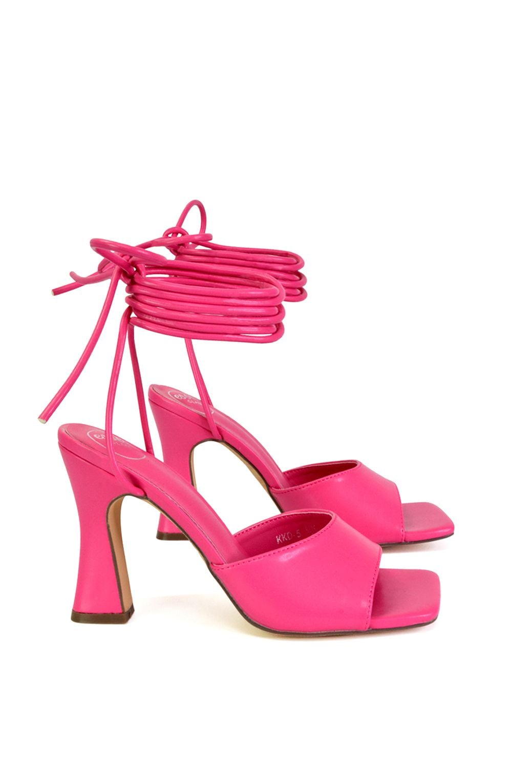 XY London 'Flora' Strappy Lace Up Block High Heels With a Square Toe image 2