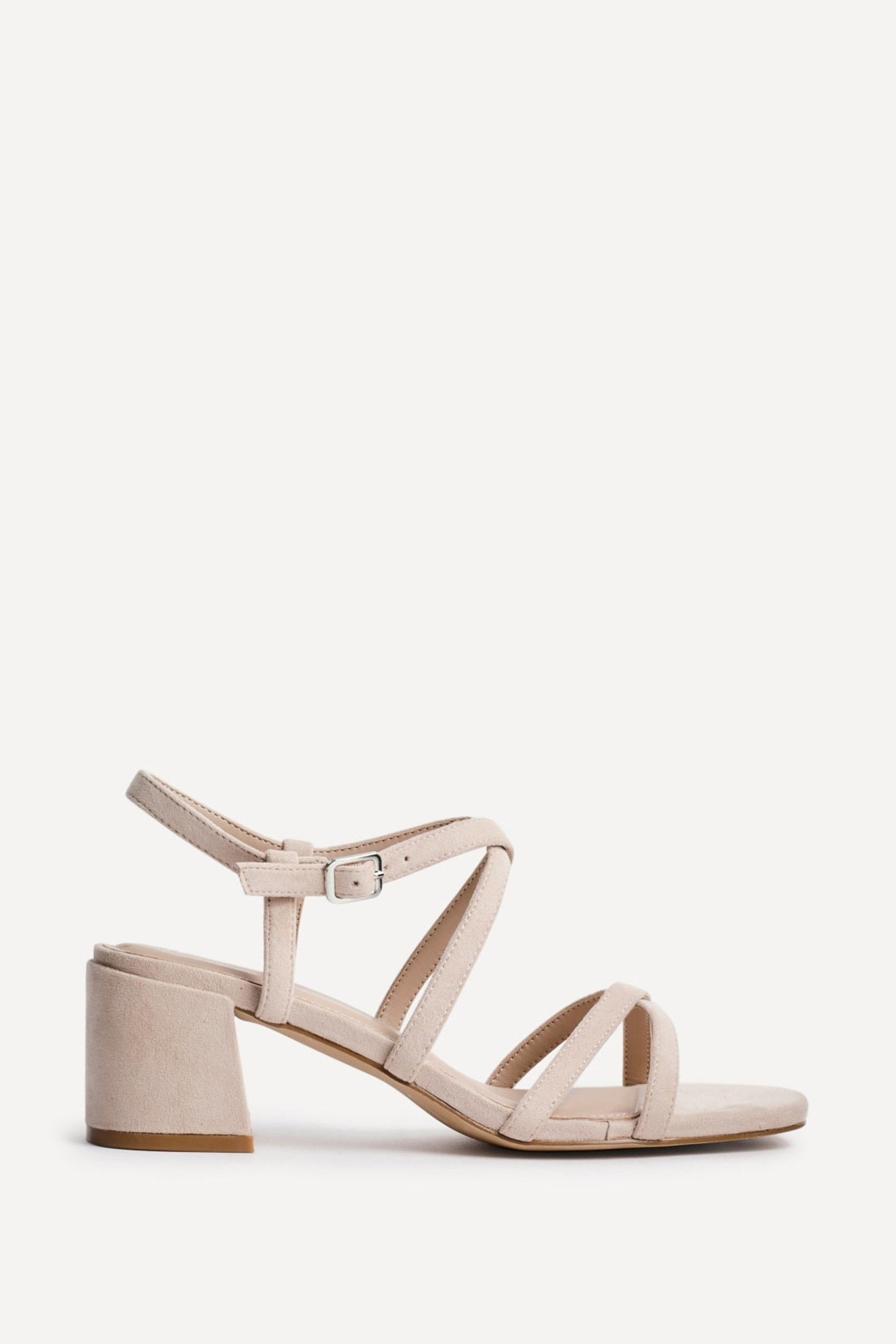 Linzi Jovanna Nude Faux Suede Strappy Low Block Heeled Sandals image 1