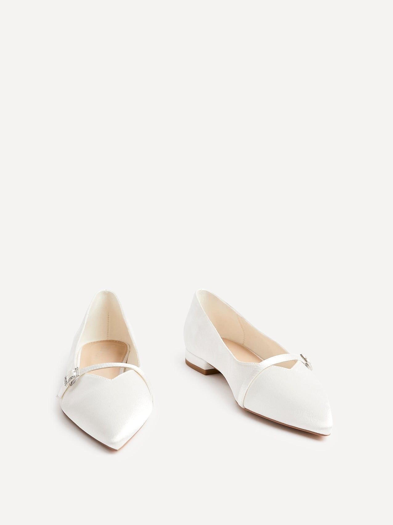 Linzi Engaged Bridal Ivory Satin Ballet Flats image 3