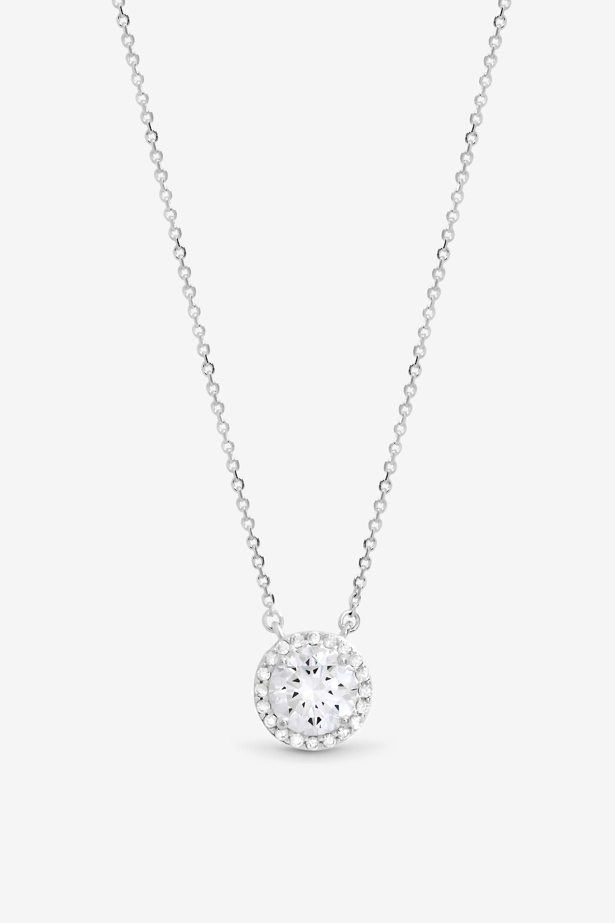 Simply Silver Sterling Silver 925 Cubic Zirconia Halo Pendant image 1