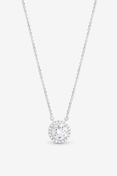 Simply Silver Sterling Silver 925 Cubic Zirconia Halo Pendant