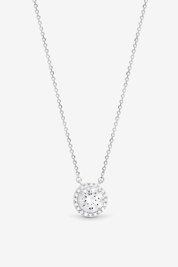 Simply Silver Sterling Silver 925 Cubic Zirconia Halo Pendant