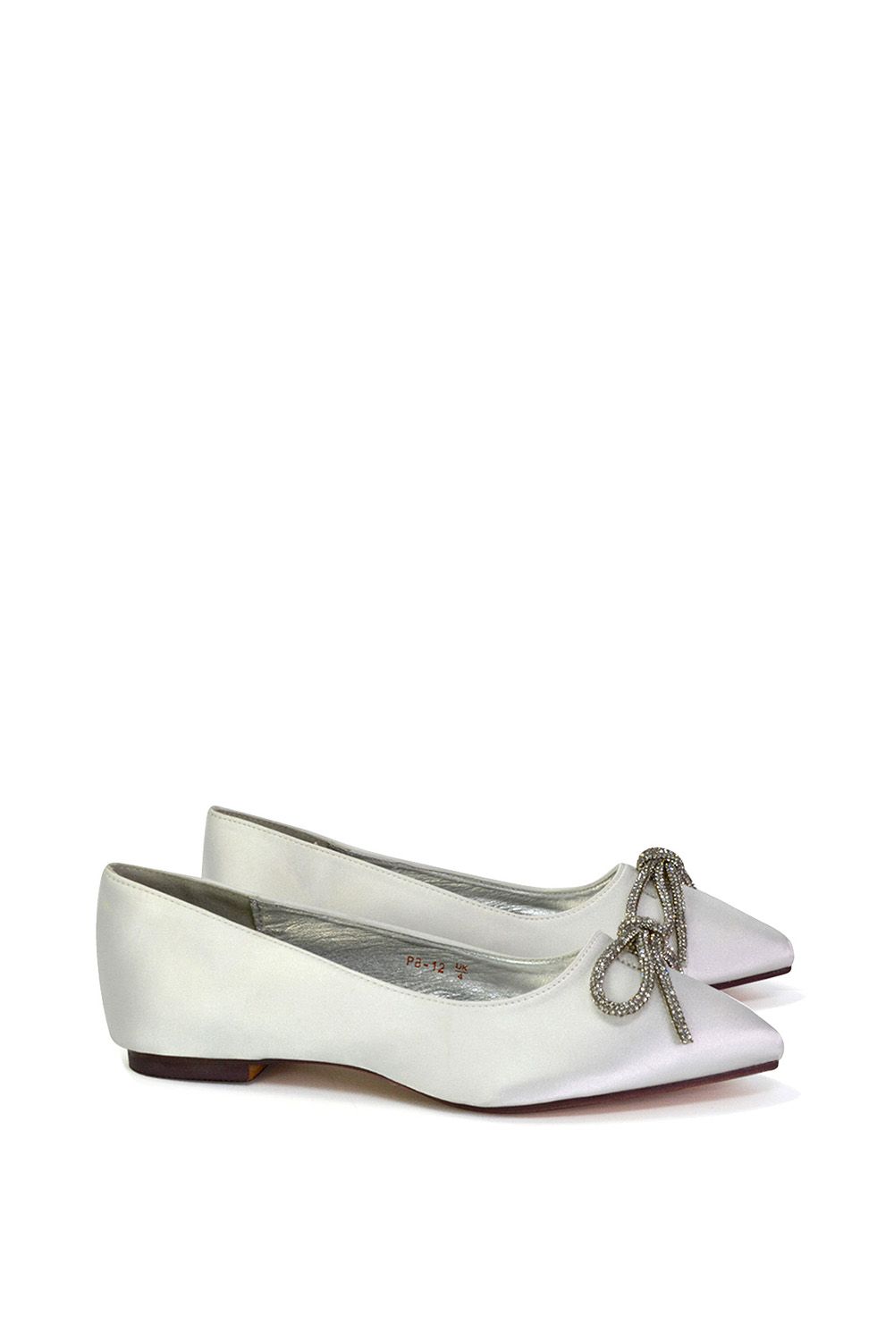 XY London 'Blossom' Diamante Bow Detail Pointed Toe Ballerina Pumps image 2