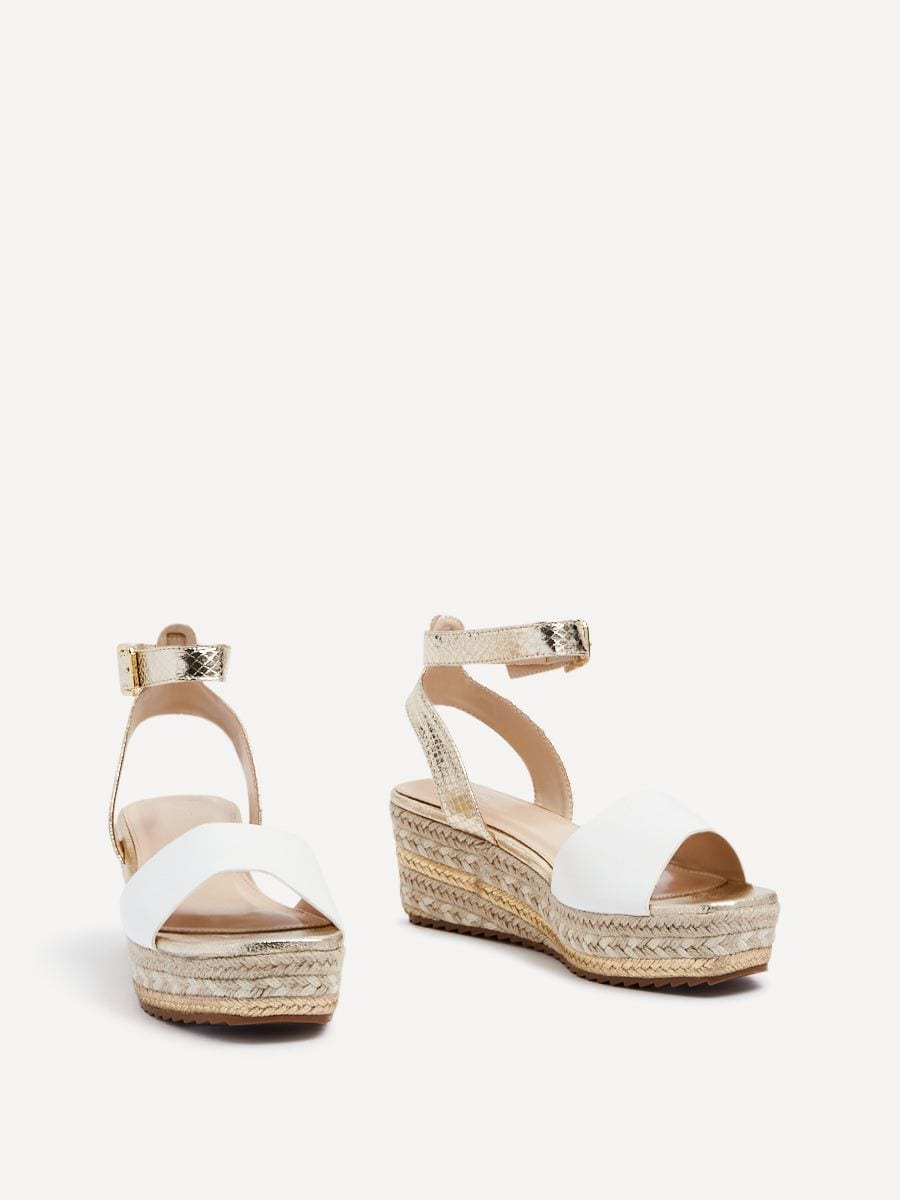 Linzi Malaga Gold & White Plaited Flatform Wedge Sandal image 3