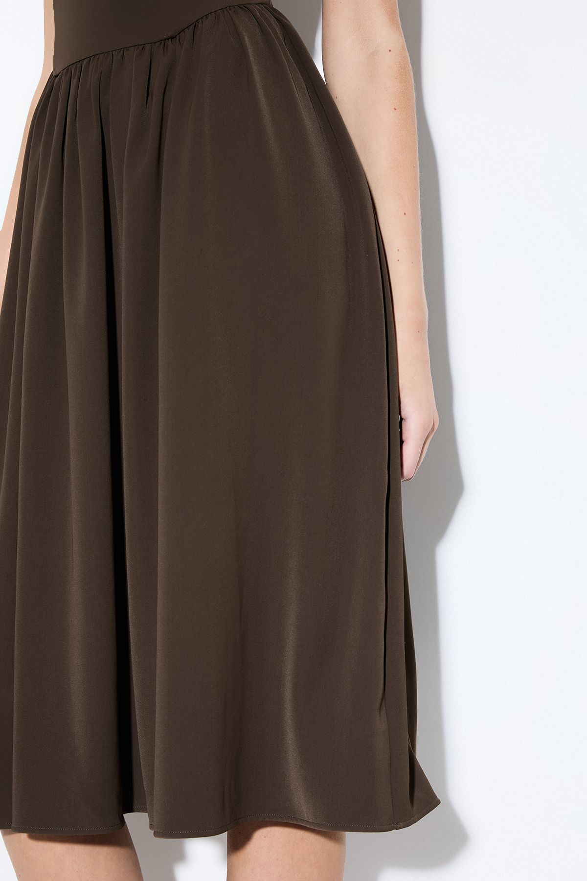 MissPap Square Neck A Line Midi Dress Chocolate image 4