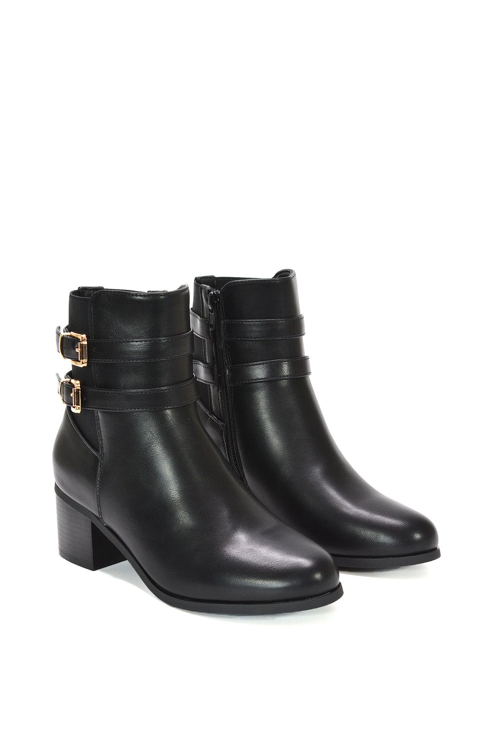 XY London 'Tabitha' Mid Block Heel Chelsea Boots With Buckles image 5