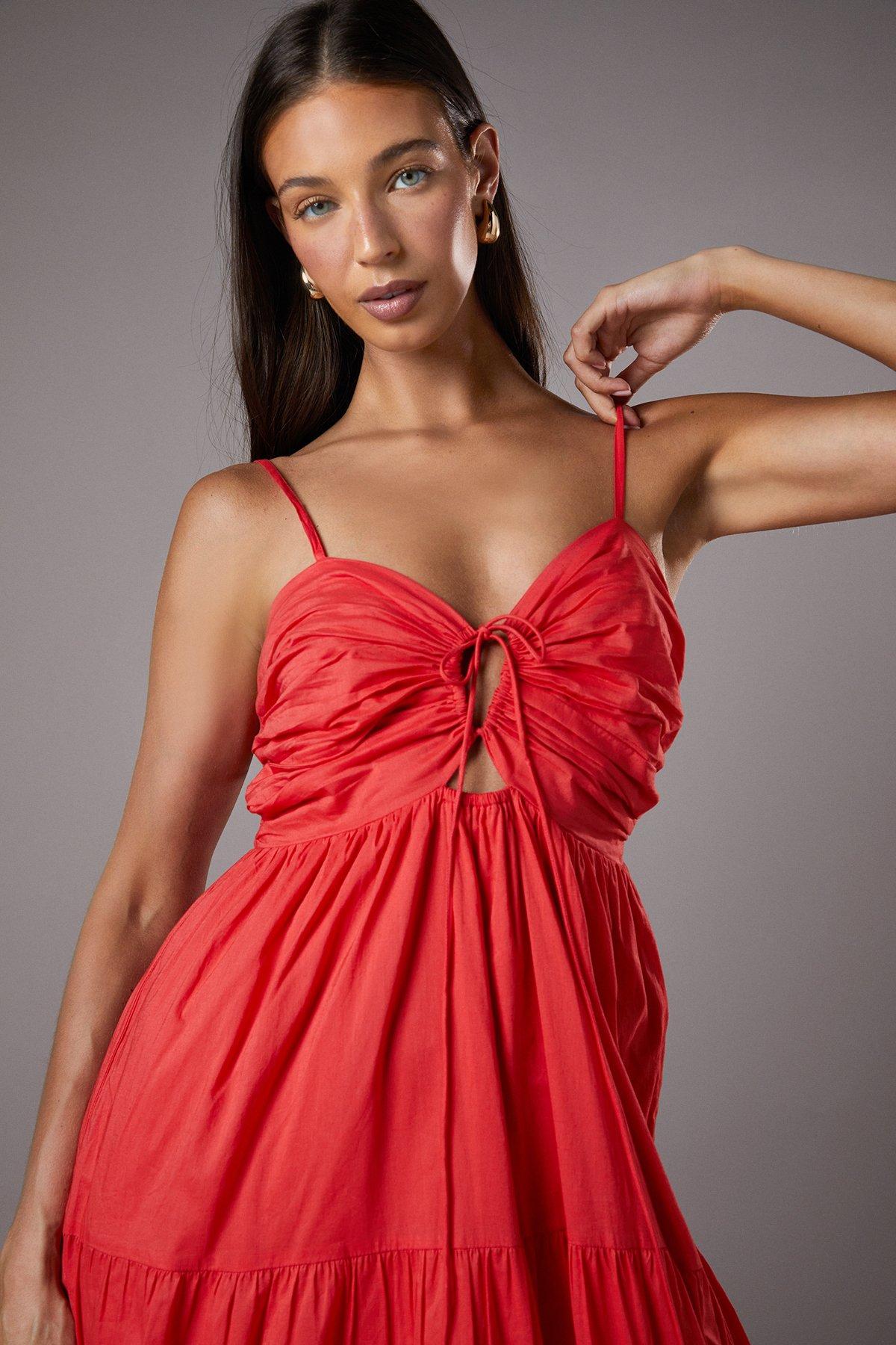 Coast Double Strap Cut Out Maxi Dress Red image 4
