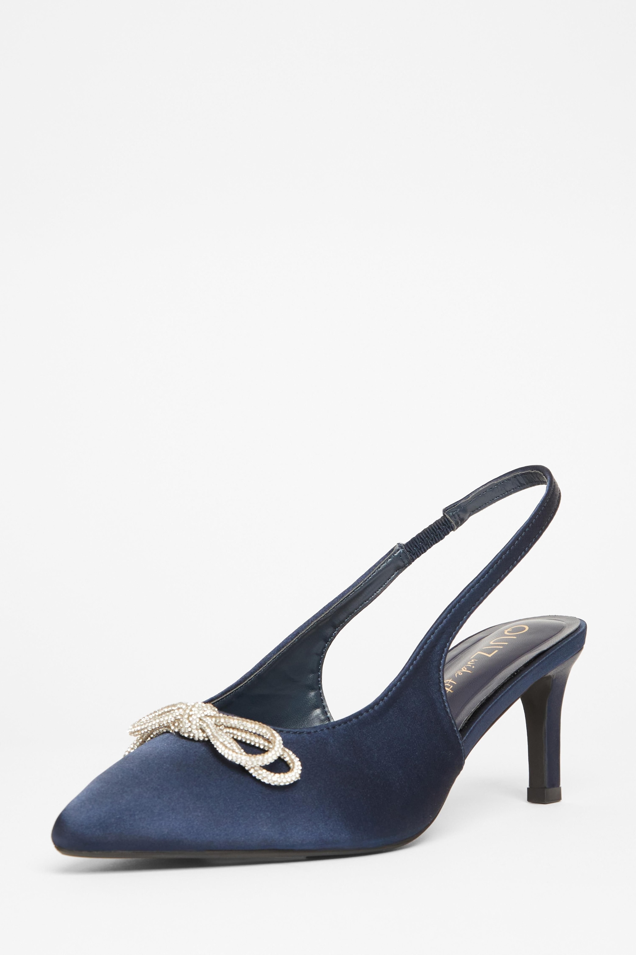Quiz Navy Wide Fit Sling Back Heels image 3