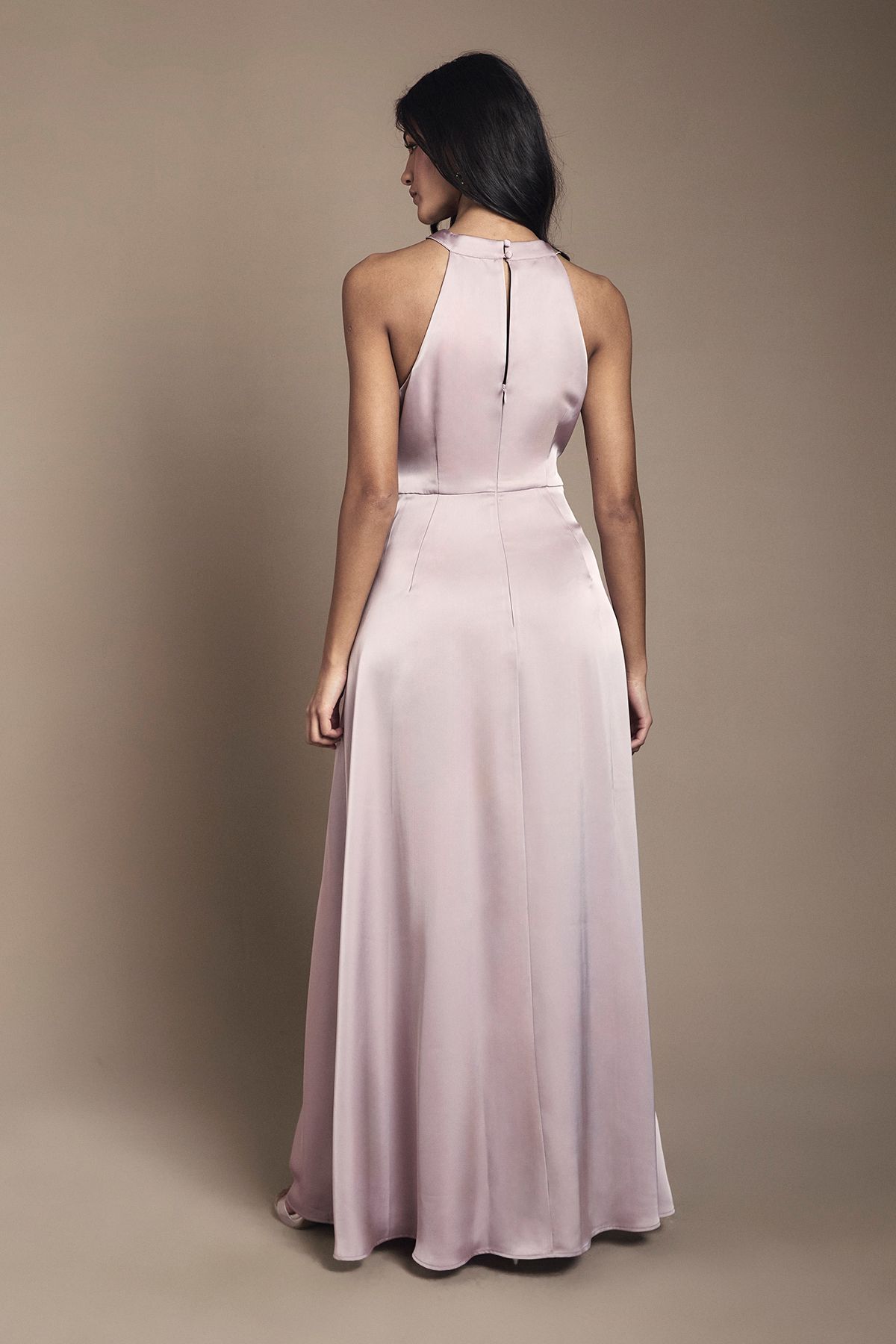 Coast Coast Honoured Petite Twist Halterneck Satin Maxi Bridesmaid Dress Dusty Rose image 3