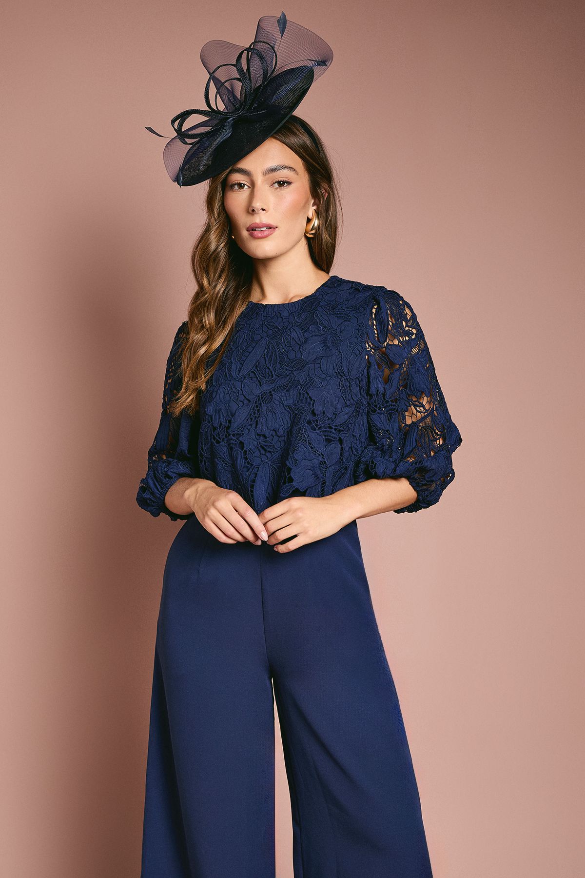 Coast Lace Overlay Wide Leg Jumpsuit Navy image 2
