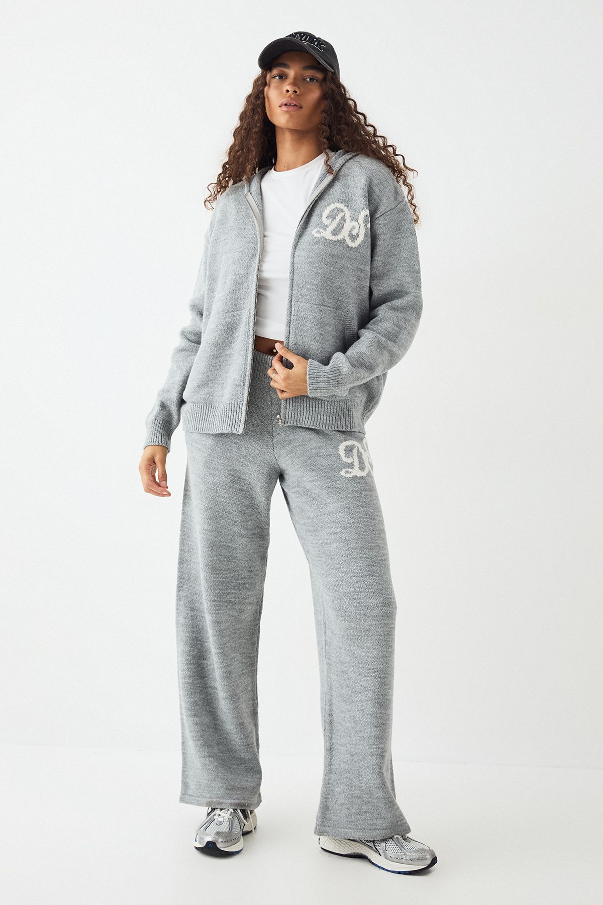 DSGN Studio DSGN Studio Knitted Straight Leg Trouser Grey Marl image 3