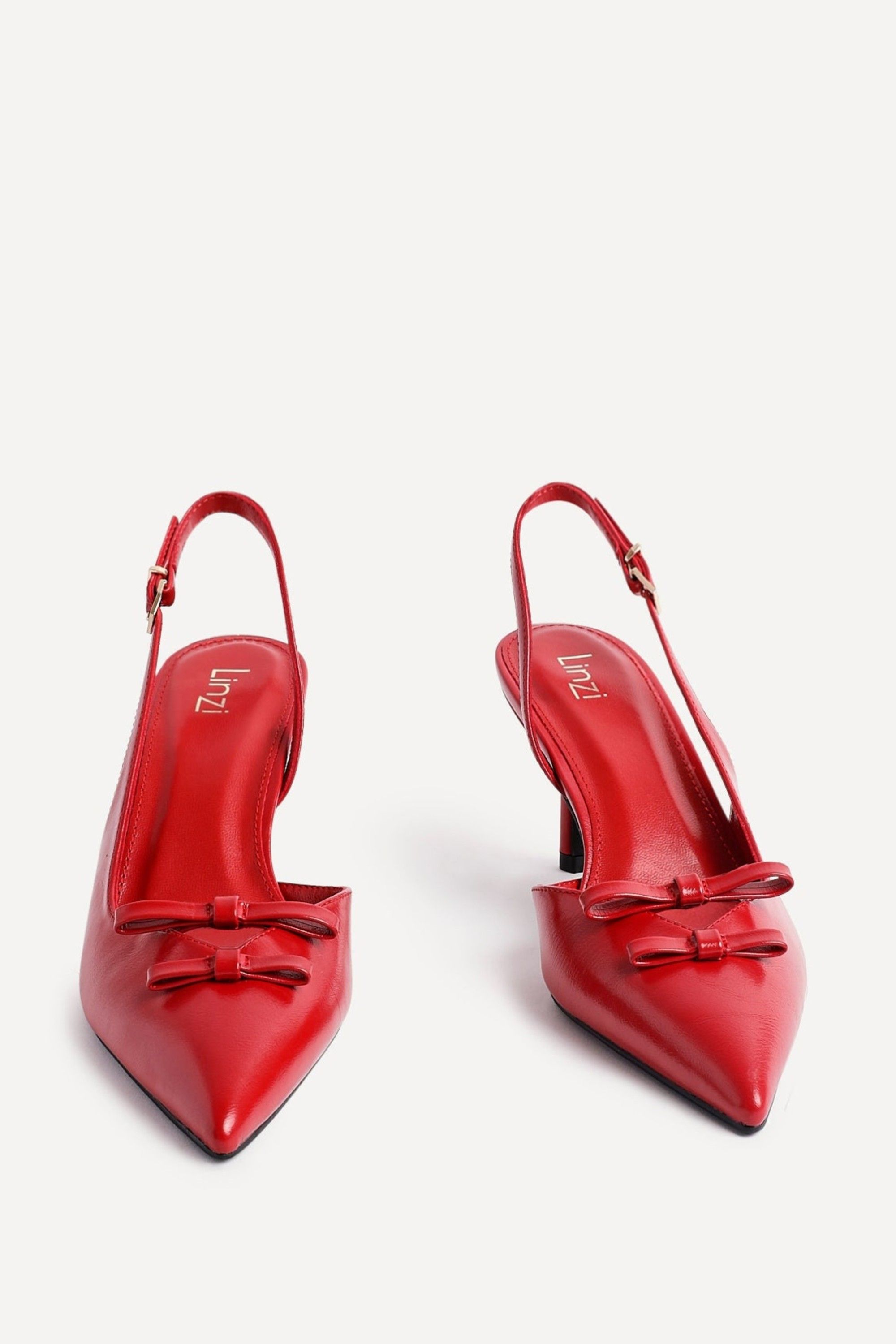 Linzi Aysha Red Faux Leather Court Heels image 3