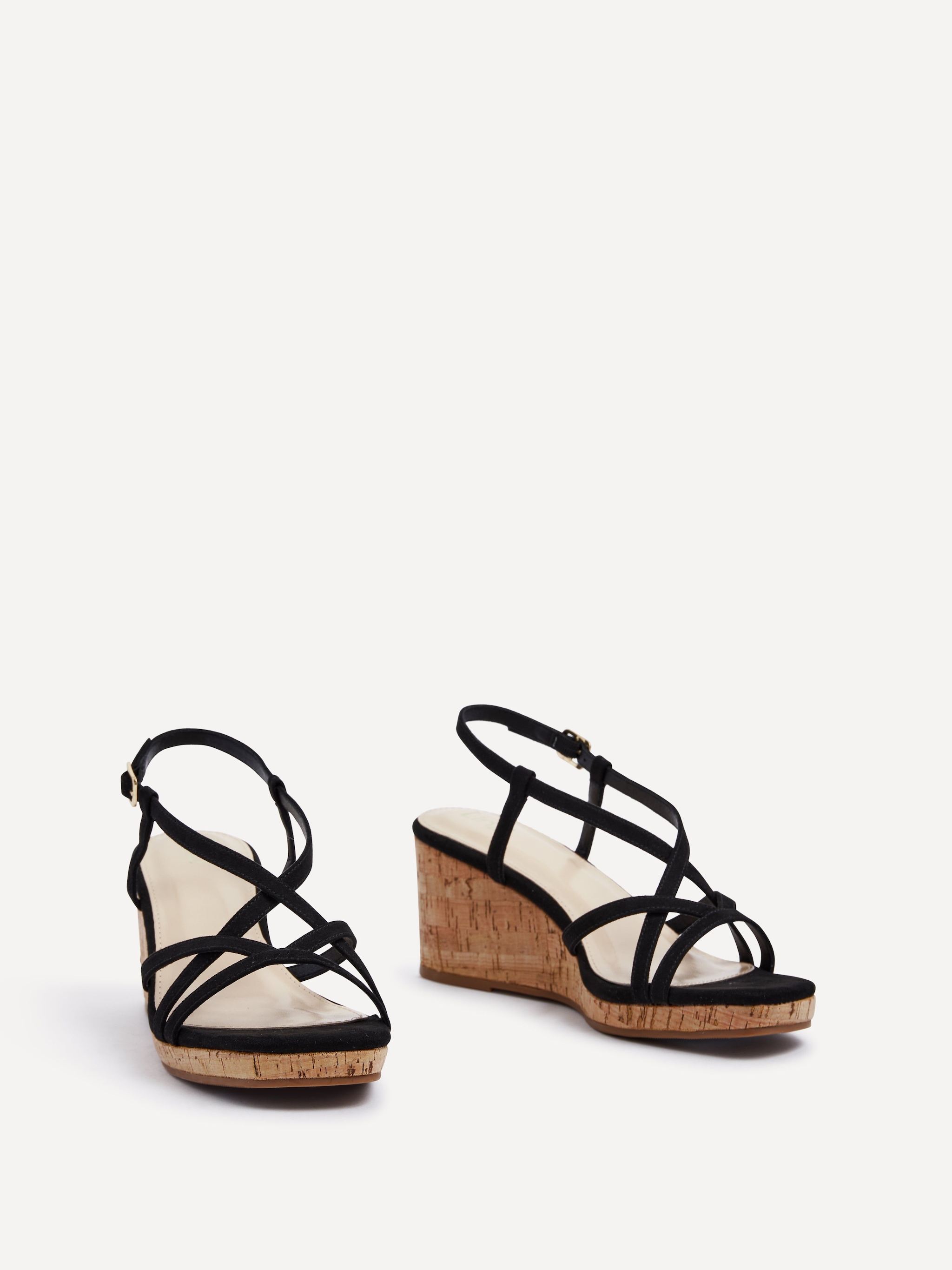 Linzi Safiya Black Faux Suede Strappy Wedge Sandal image 3