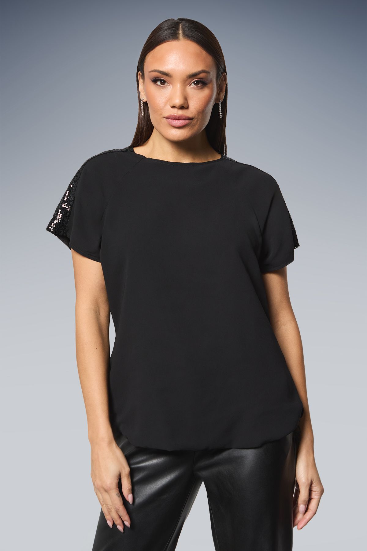 Principles Black Sequin Insert T-shirt Black image 2