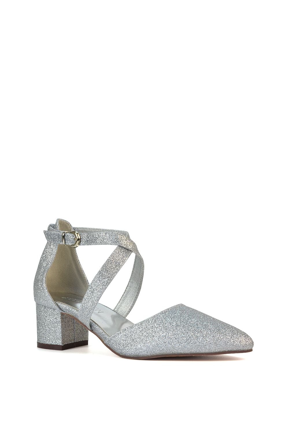 XY London 'Cynthia' Pointed Toe Ankle Strap Mid Block Heel Court Shoes image 2