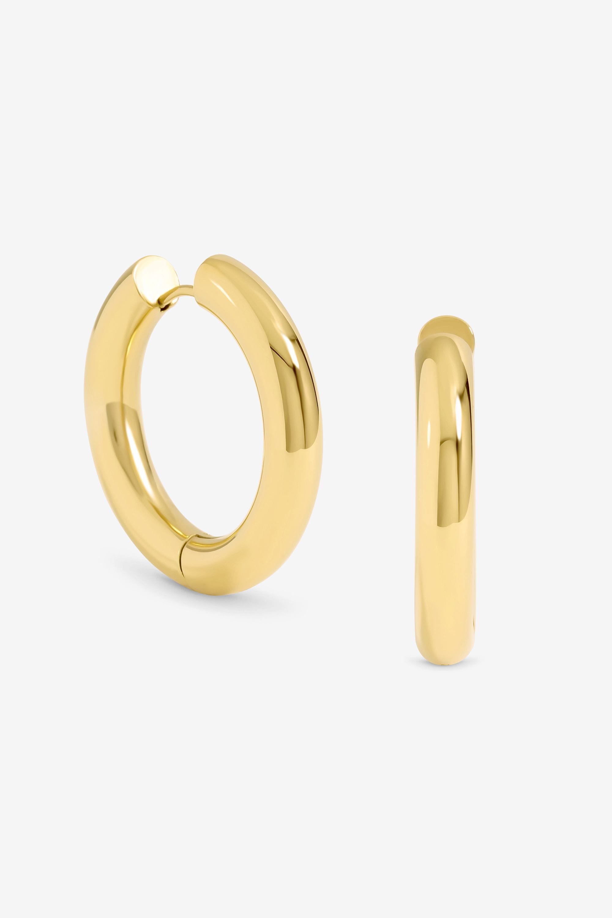 Jon Richard Waterproof Gold Plated Large Chubby Hoop Earrings image 1