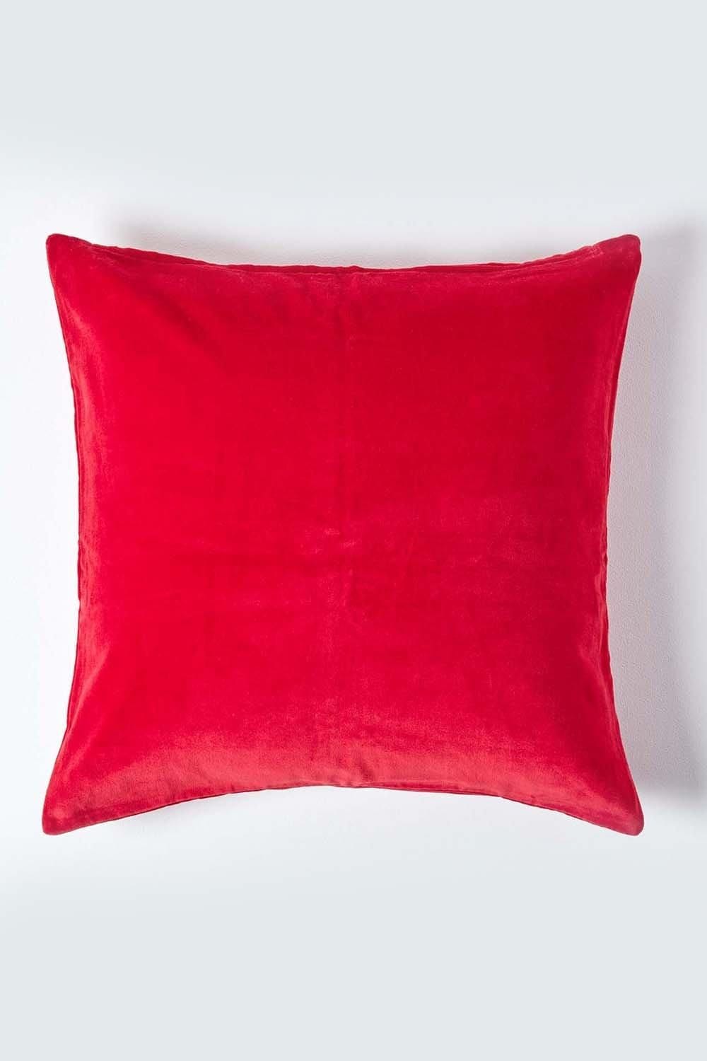 Homescapes Velvet Cushion Cover 100% Cotton, Soft & Machine Washable image 1