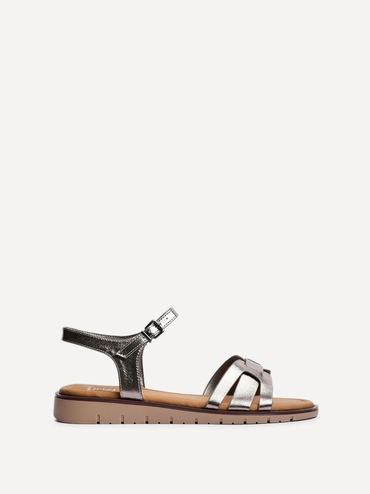 Linzi Isabel Pewter Faux Leather Sandals