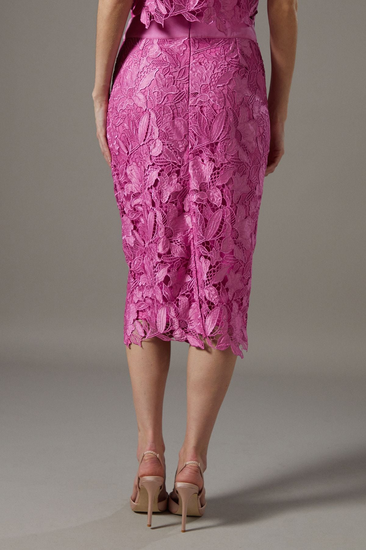 Coast Lace Pearl Button Pencil Skirt Pink image 3