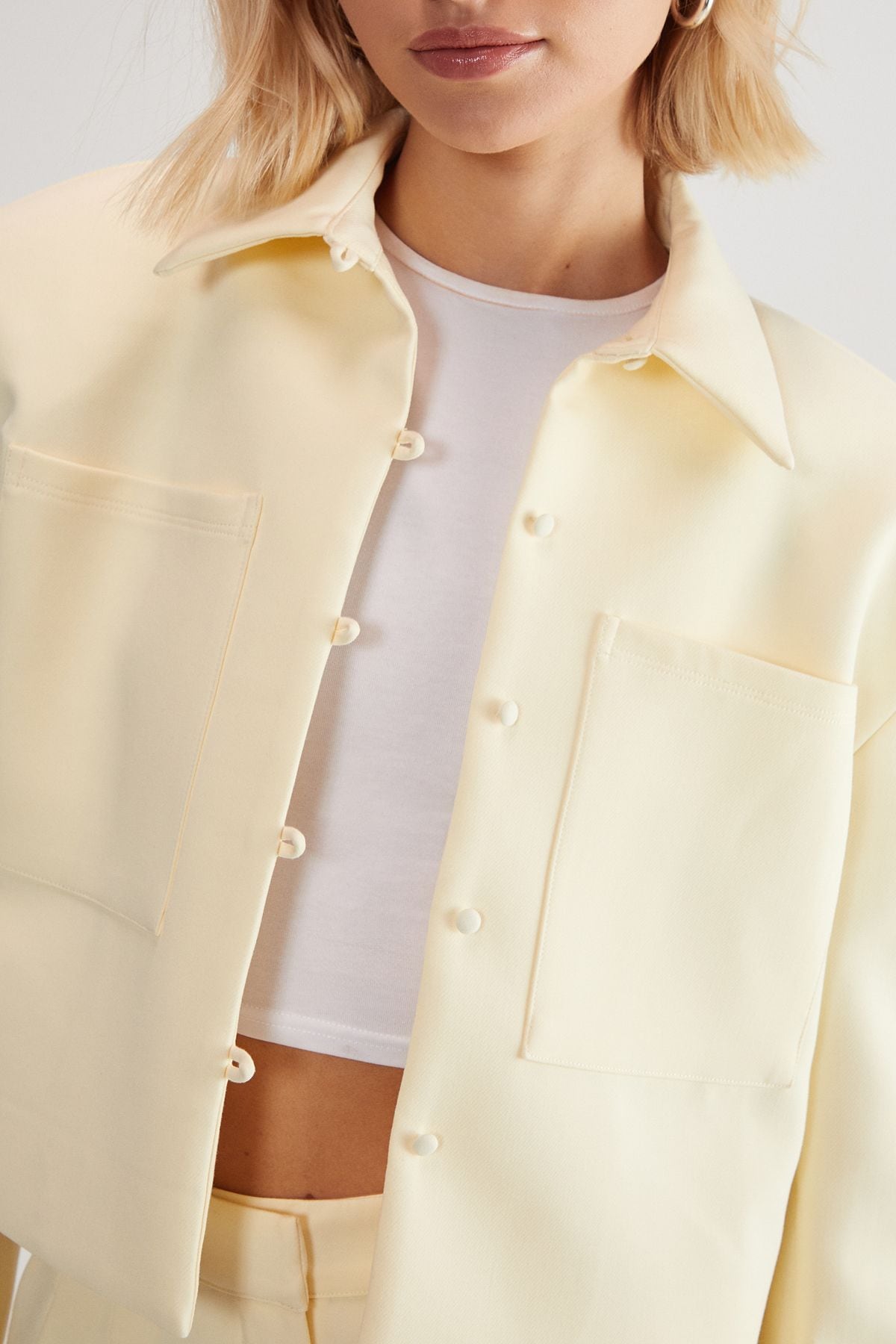 NastyGal Tailored Oversized Trucker Jacket Butter image 4