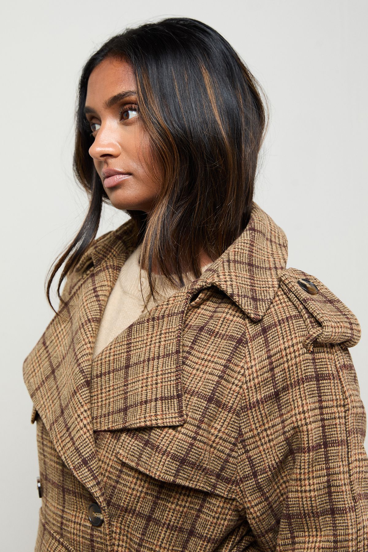 Oasis Check Relaxed Coat Multi image 4