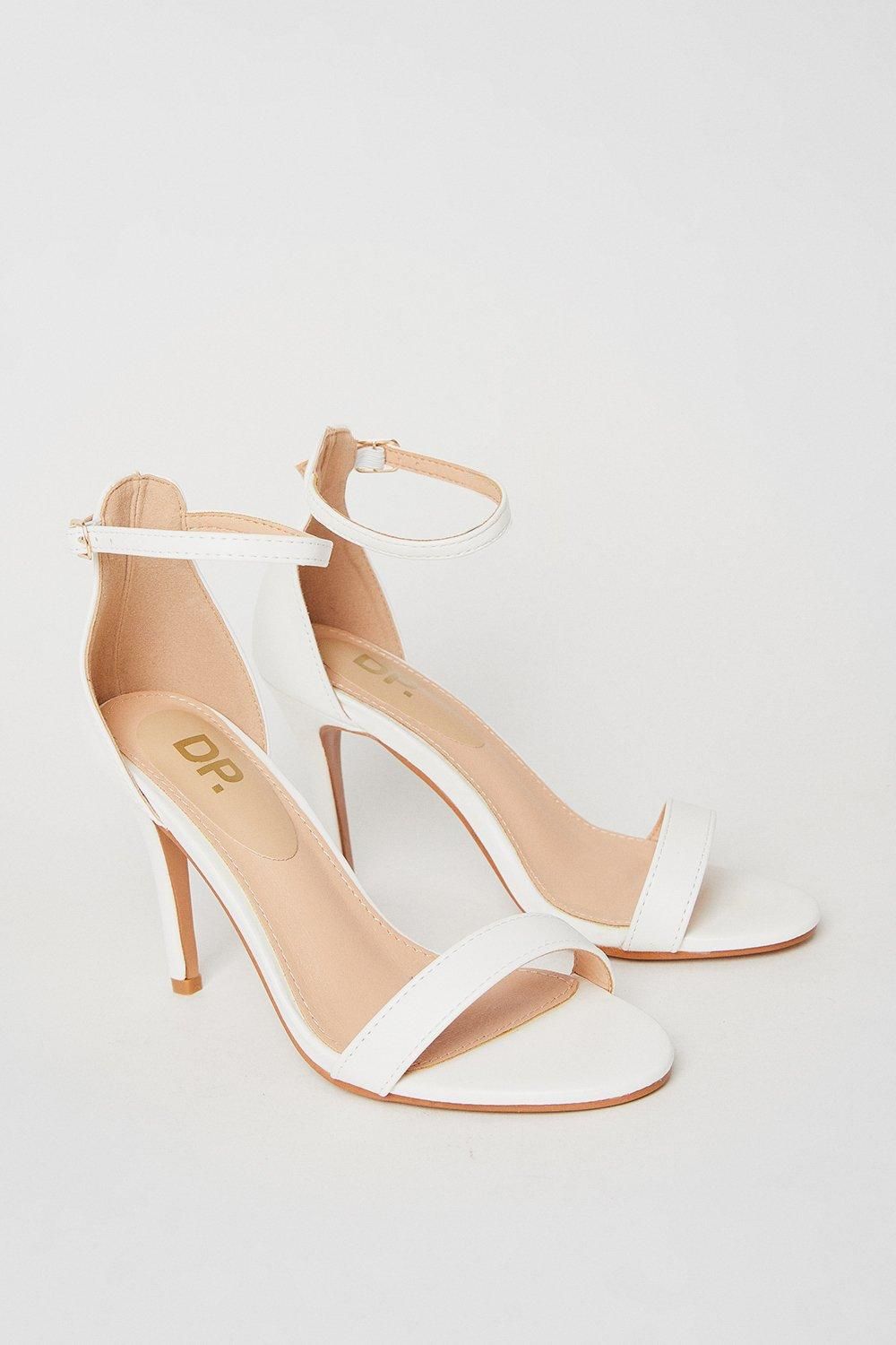 Dorothy Perkins Wide Fit Tyla Barely There High Stiletto Heel Sandals White image 3
