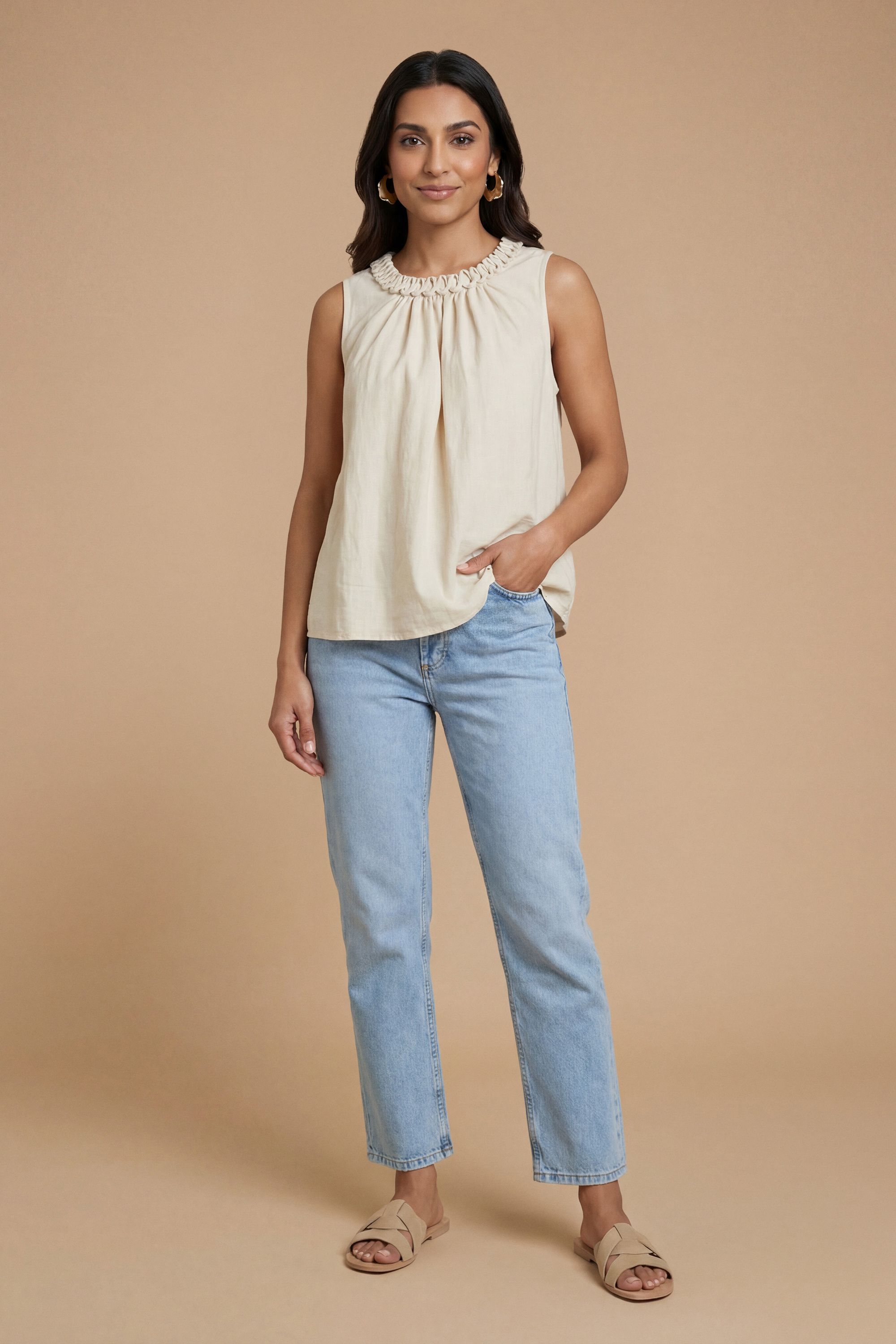Dorothy Perkins Relaxed Embroidered Bubble Hem Top Cream