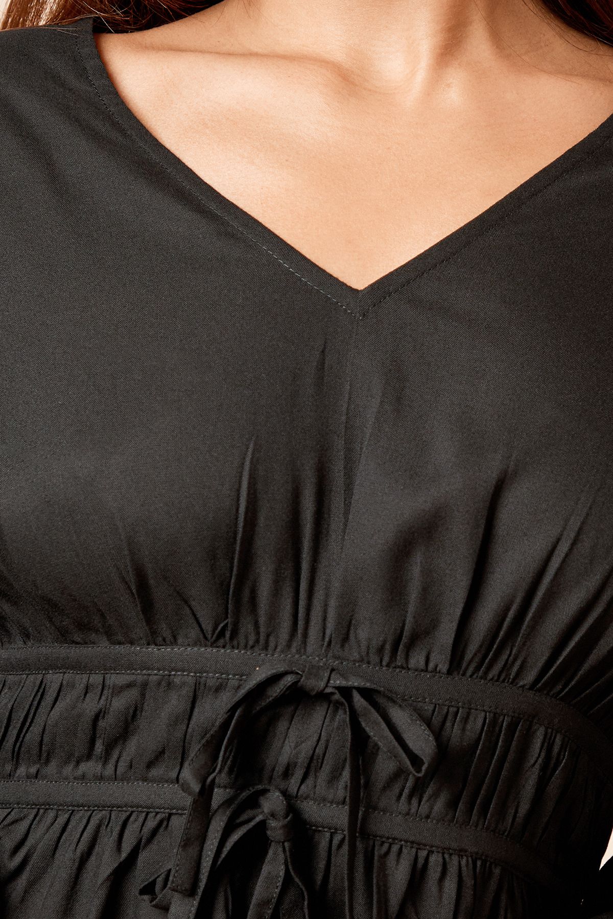 Dorothy Perkins Petite Tie Detail Blouson Sleeve Mini Dress Black image 5