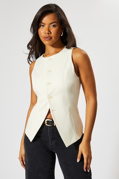 MissPap Tailored High Neck Waistcoat Cream