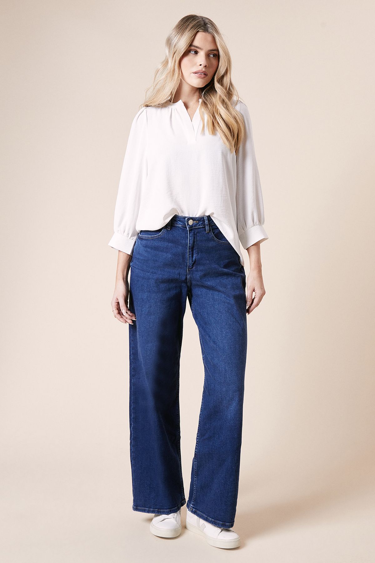 Dorothy Perkins Wide Leg Denim Jeans Mid Wash