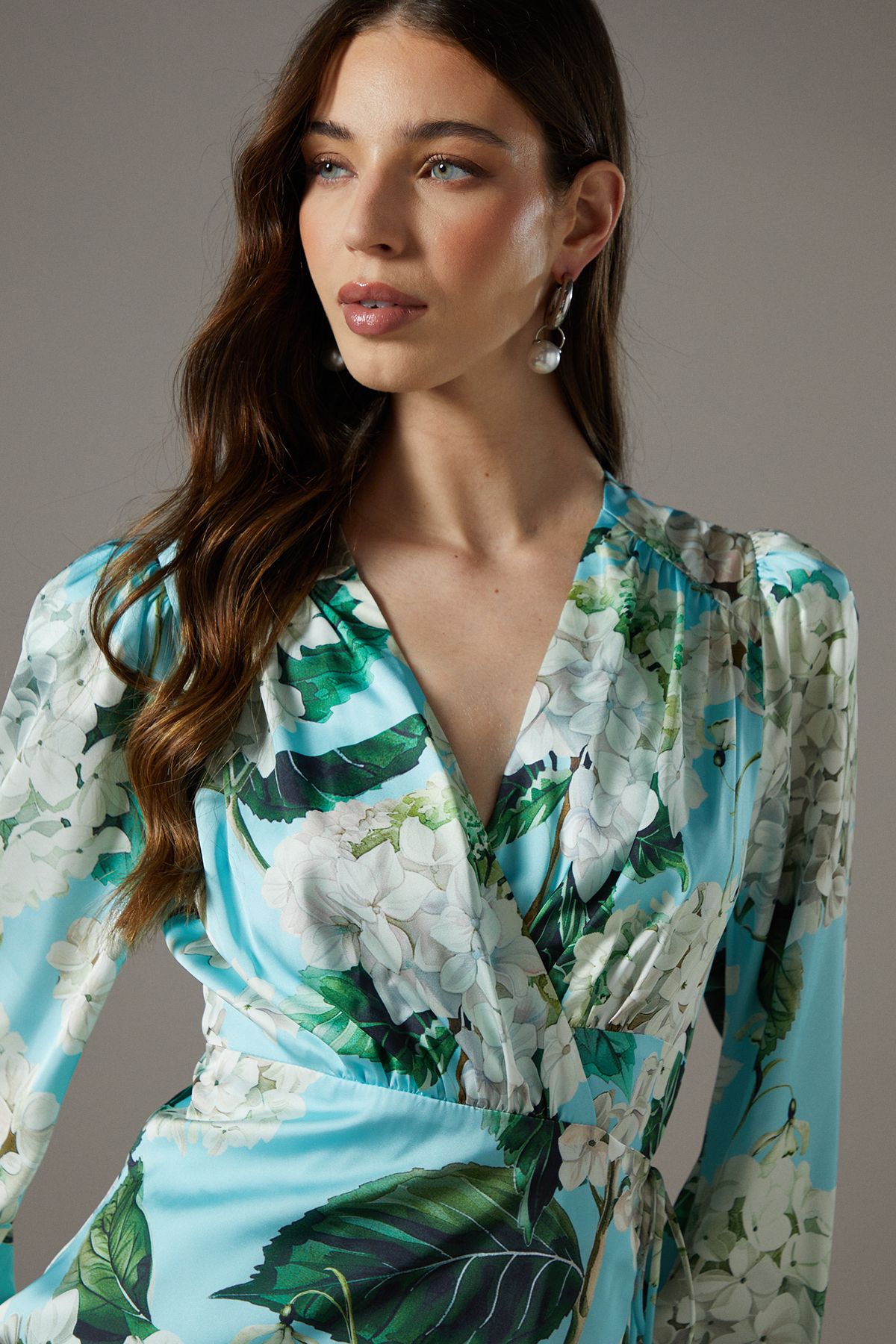 Coast Printed Wrap Satin Midi Dress Multi image 2