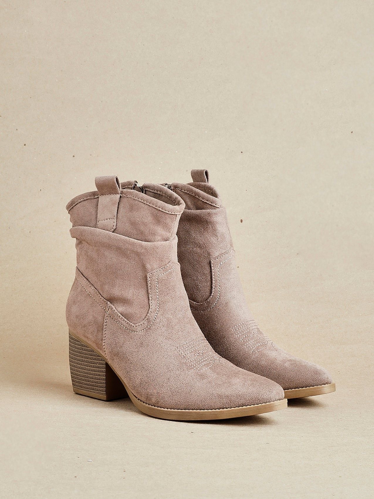 Linzi Carter Mocha Faux Suede Western Inspired Ankle Boot image 2