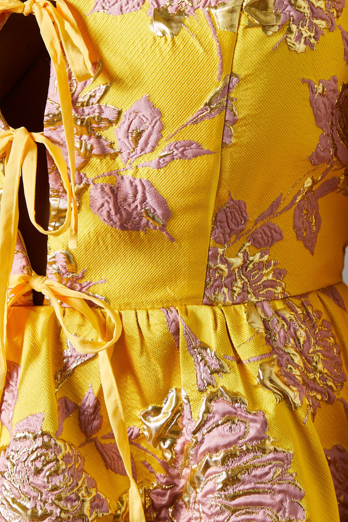 Coast Metallic Jacquard Long Sleeve Mini Dress Yellow image 5