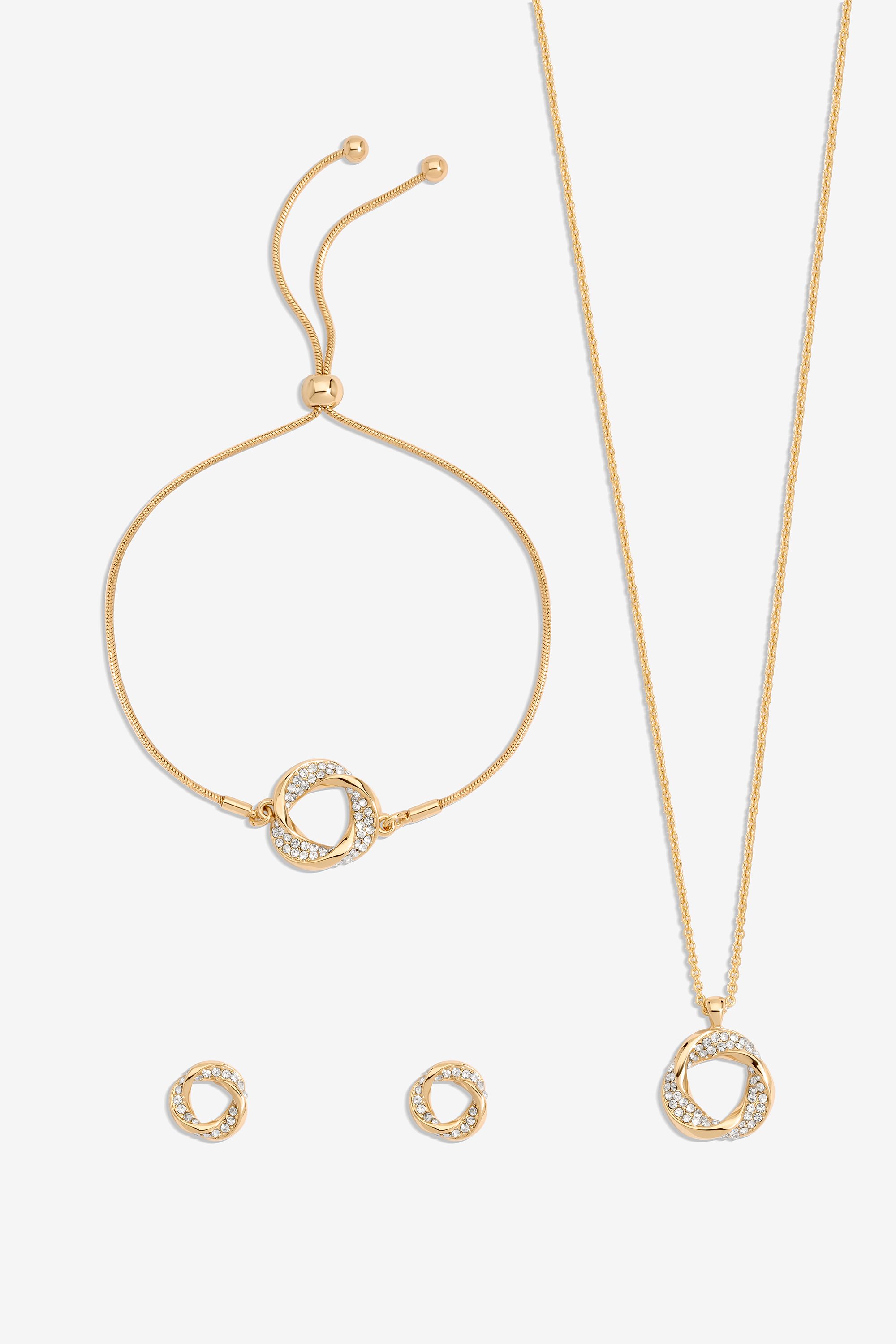 Jon Richard Gold Plated and Crystal Open Knot Set - Gift Box image 2