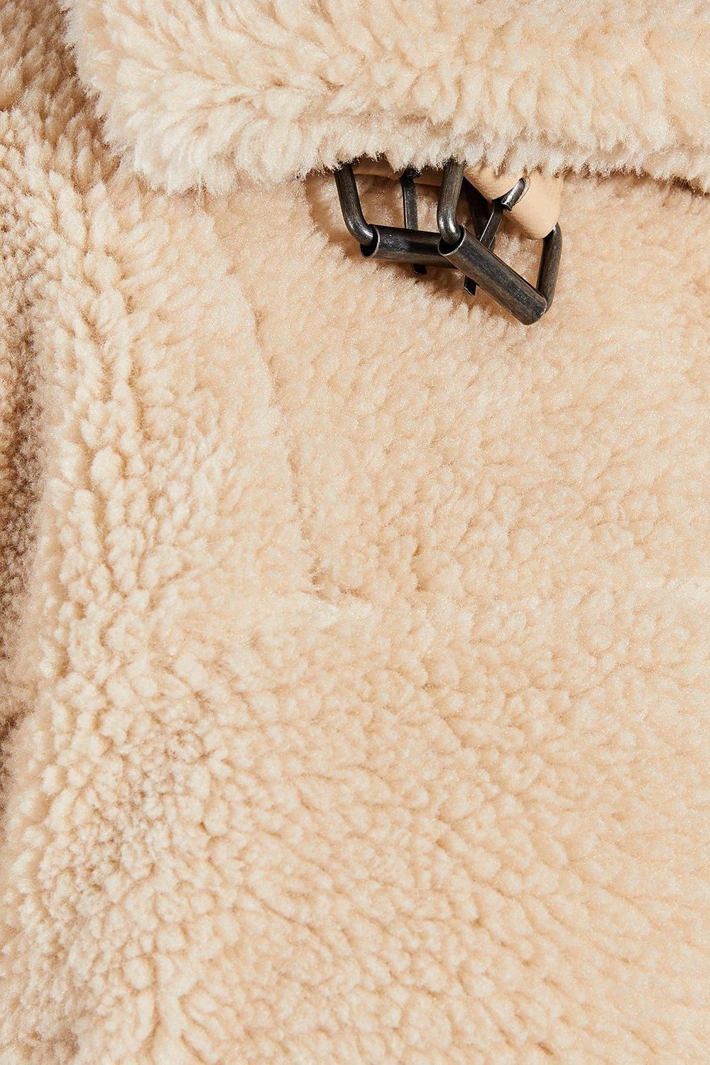 MissPap Borg Buckle Detail Cropped Aviator Jacket Cream image 5