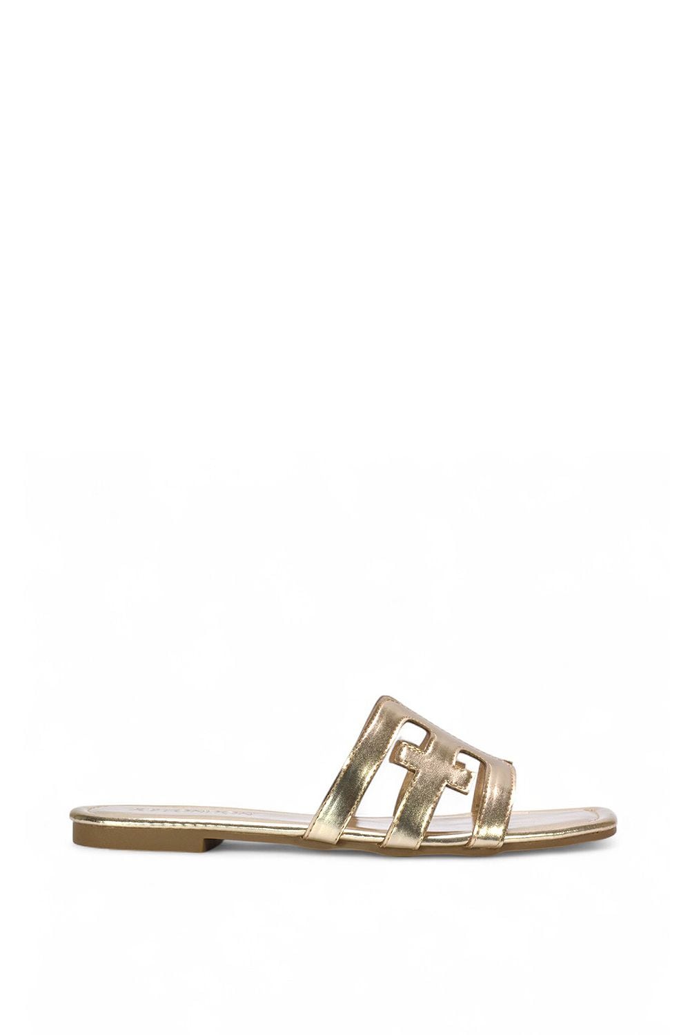 XY London 'Ellie' Square Toe Cut Out Strap Flat Sandal Slides image 1