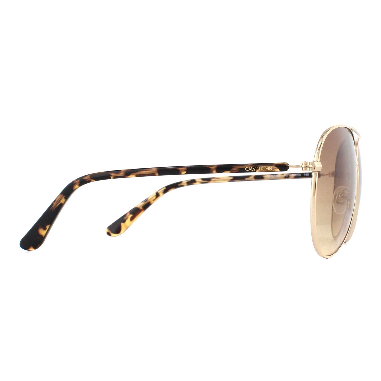 CALVIN KLEIN Aviator Gold Tortoise Brown Gradient Sunglasses image 4