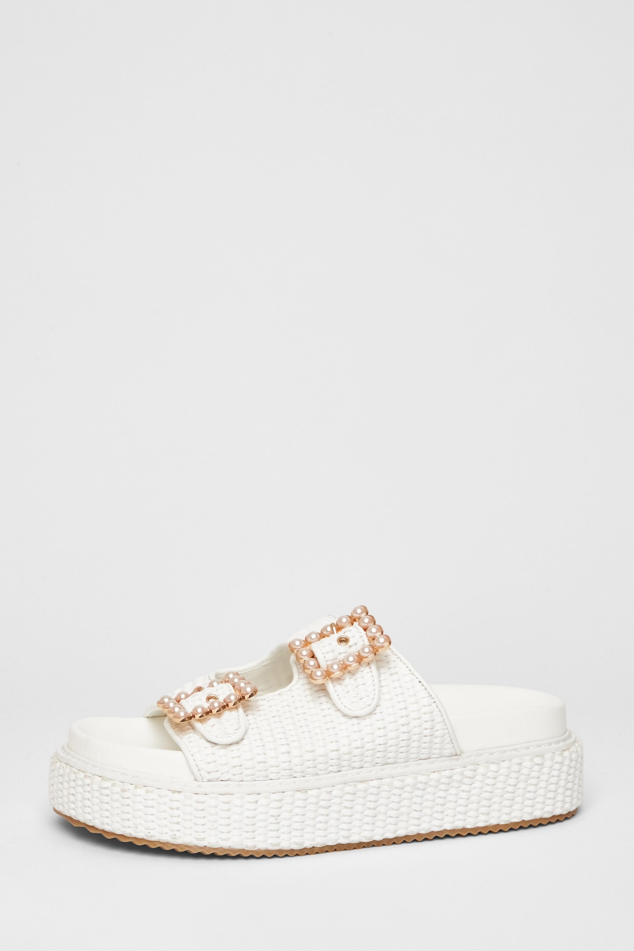 Quiz White Double Buckle Flatform image 3