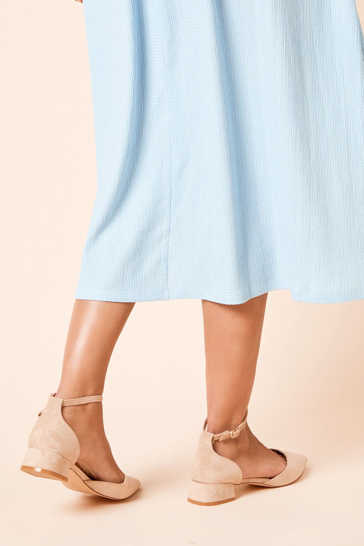 Dorothy Perkins Bennie Faux Suede Pointed Low Block Heel Court Shoes Beige image 4