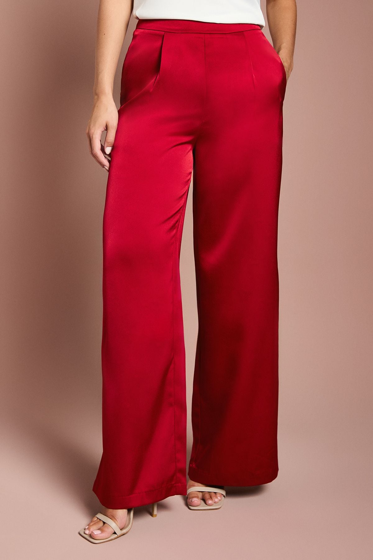 Coast Satin Flare Trouser Burgundy image 2