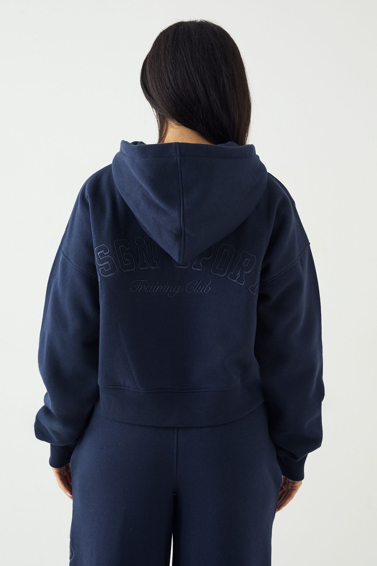 DSGN Studio DSGN Studio Sport Training Club Boxy Zip Through Hoodie Navy image 2