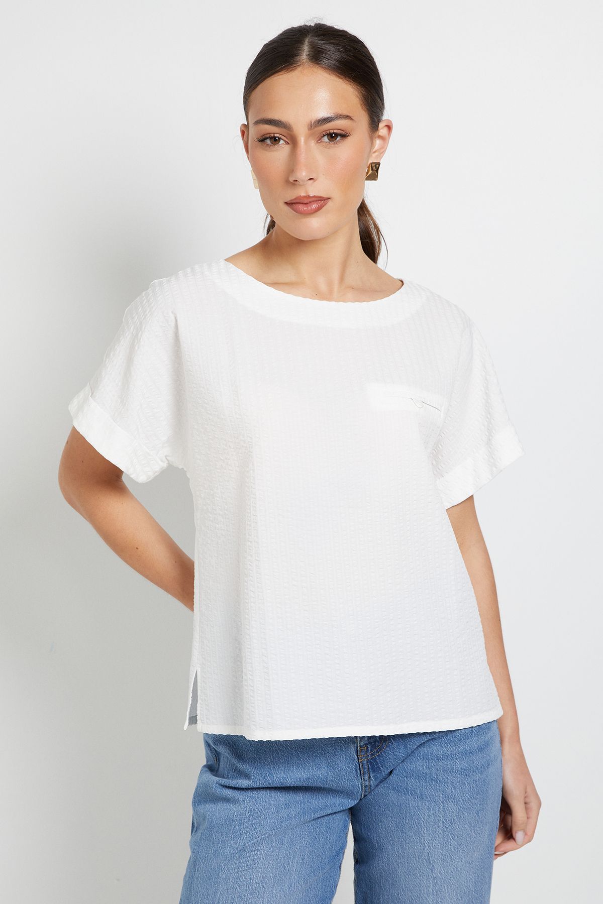 Principles Textured Stripe Blouse White