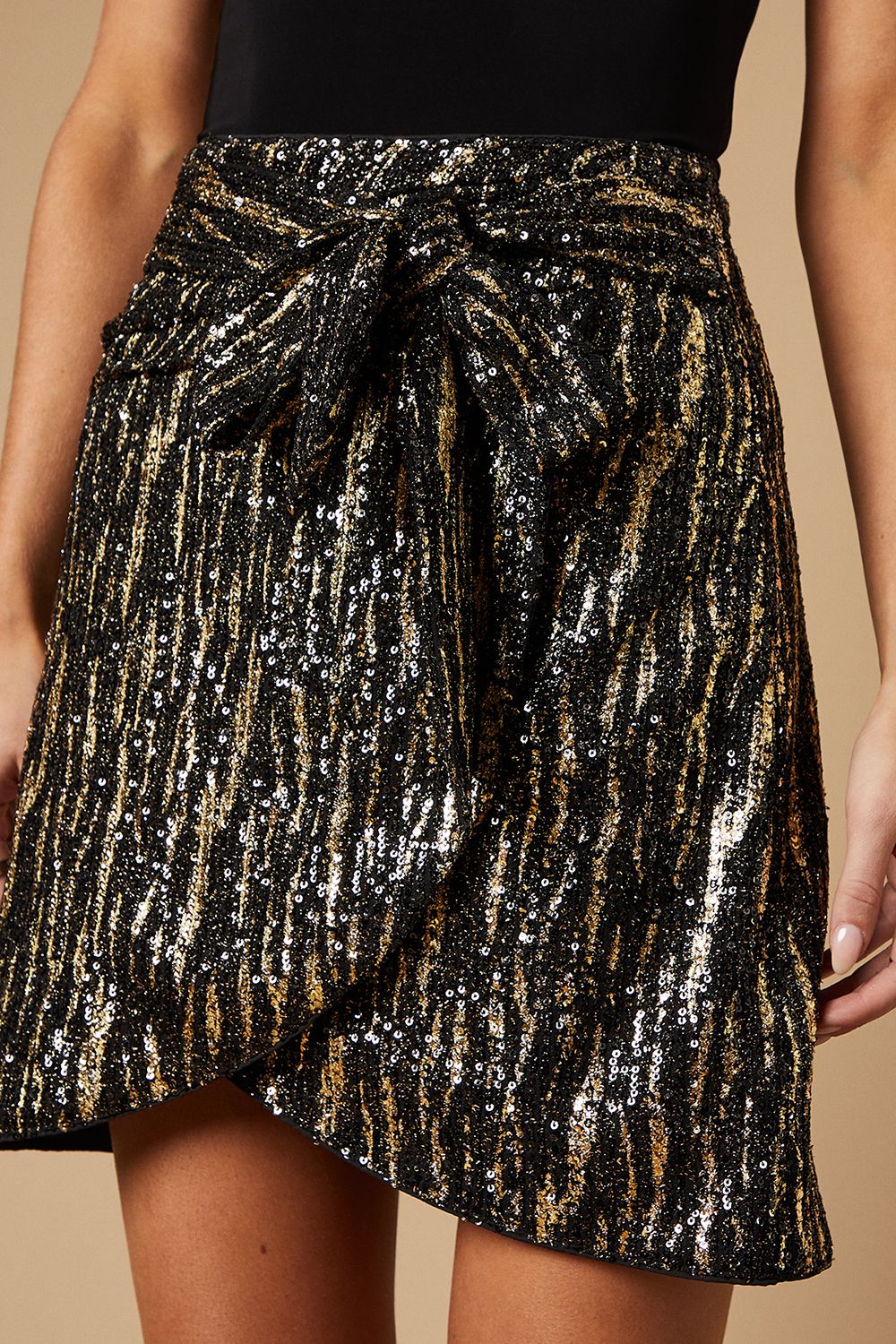 Oasis Sequin Mini Skirt Zebra image 2