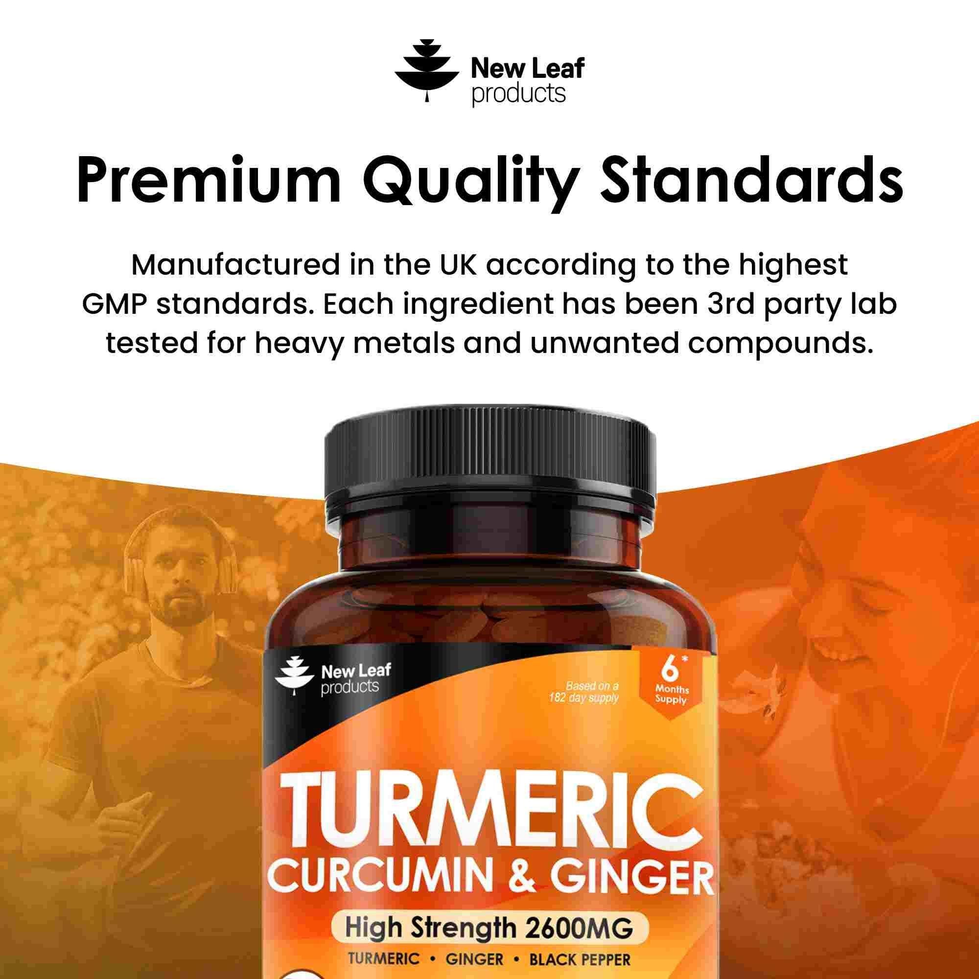 New leaf health Turmeric Supplements Ginger & Black Pepper Turmeric Tablets 95% Curcumin (6 months supply) image 5