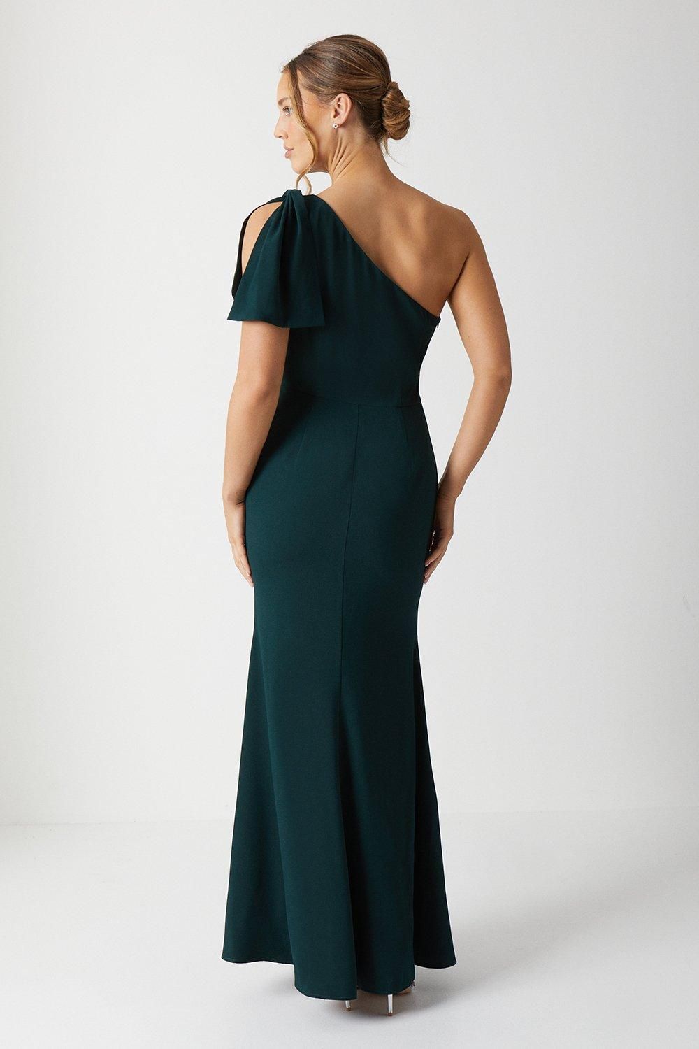 Coast Coast Honoured Bow One Shoulder Maxi Bridesmaid Dress Emerald image 3