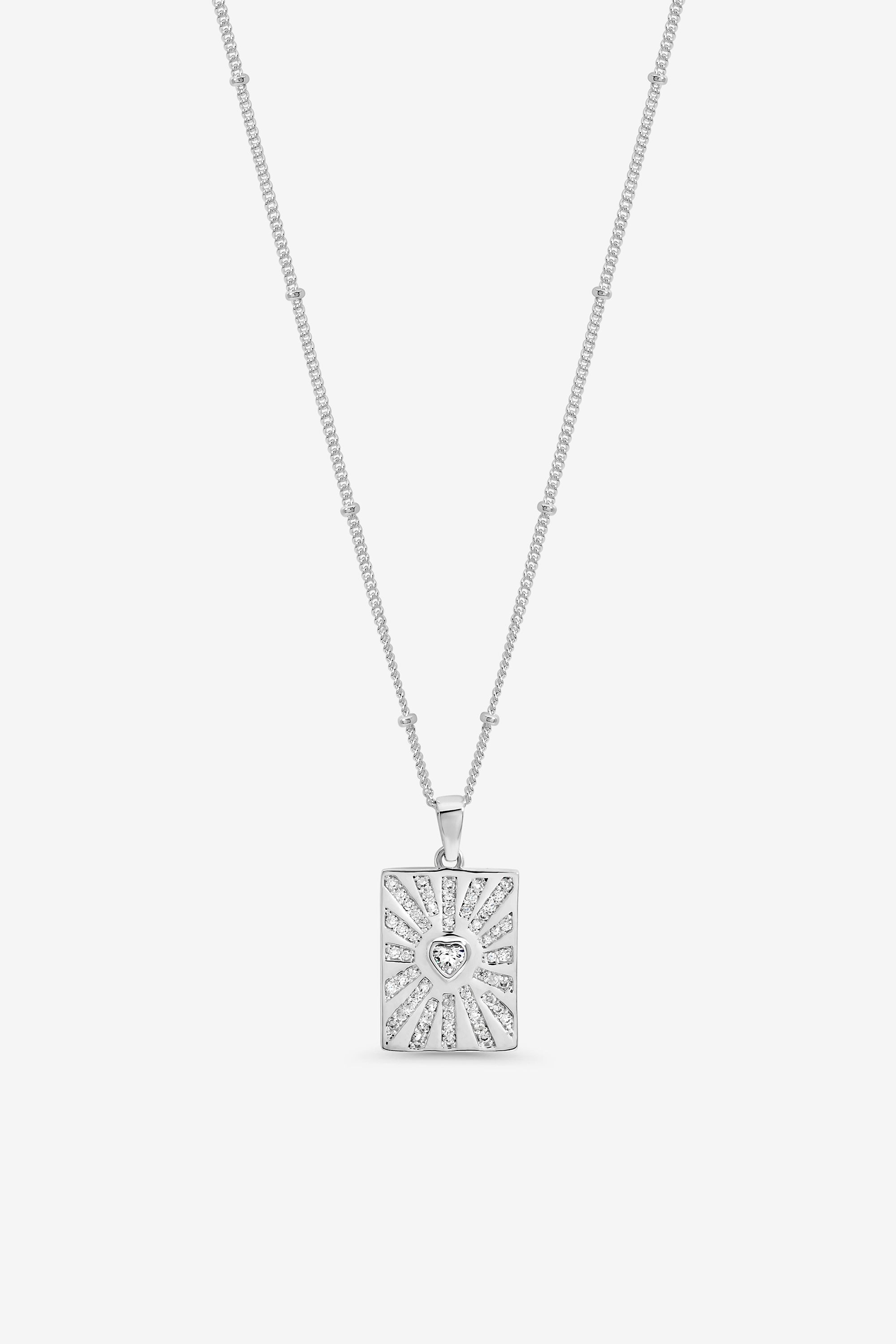 Inicio Sterling Silver Plated Heart Charm Pendant - Gift Pouch