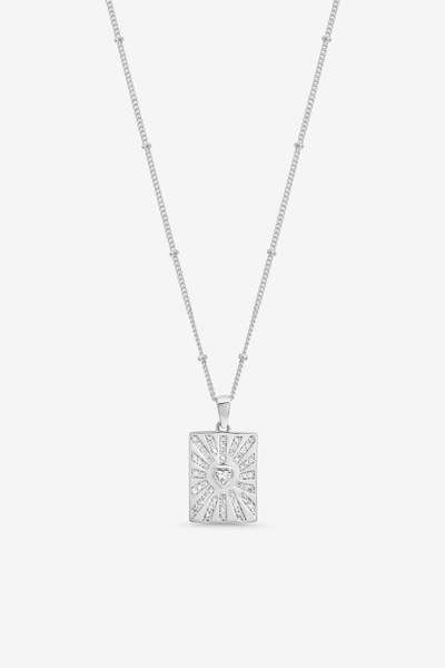 Inicio Sterling Silver Plated Heart Charm Pendant - Gift Pouch