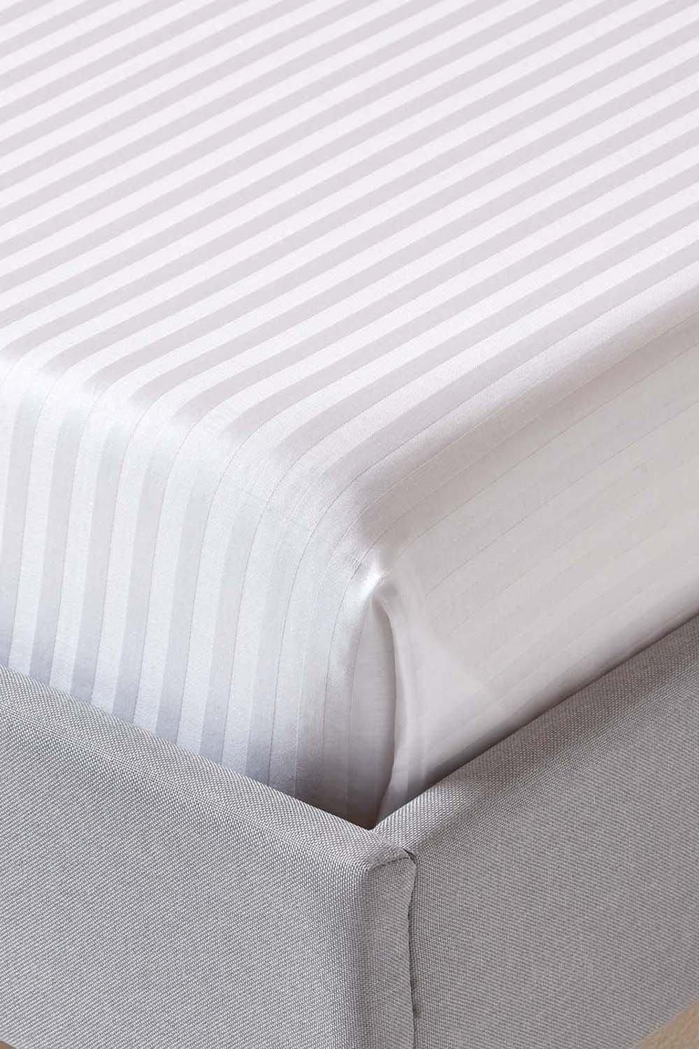 Homescapes Egyptian Cotton Satin Stripe Flat Sheet 330 Thread Count image 2